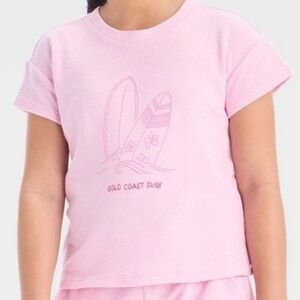 Cat & Jack Girls Short Sleeve Surf Terry Top Light Purple L (10-12)